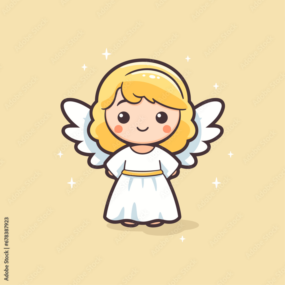 Adorable Christmas Andel on soft yellow background, suitable for christmas design, religious products, Christmas sticker, logo, tattoo, other print on demand Adorable Christmas Andel on soft yellow background, suitable for christmas design, religious products, Christmas sticker, logo, tattoo, other print on demand
