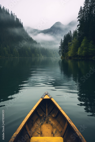Boat on a lake in the forest