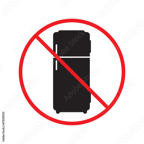Forbidden Prohibited Warning, caution, attention, restriction label danger. No Refrigerator vector icon. Frig flat sign design. Do not use Freezer symbol pictogram. Frig icon. Refrigerator sign UX UI