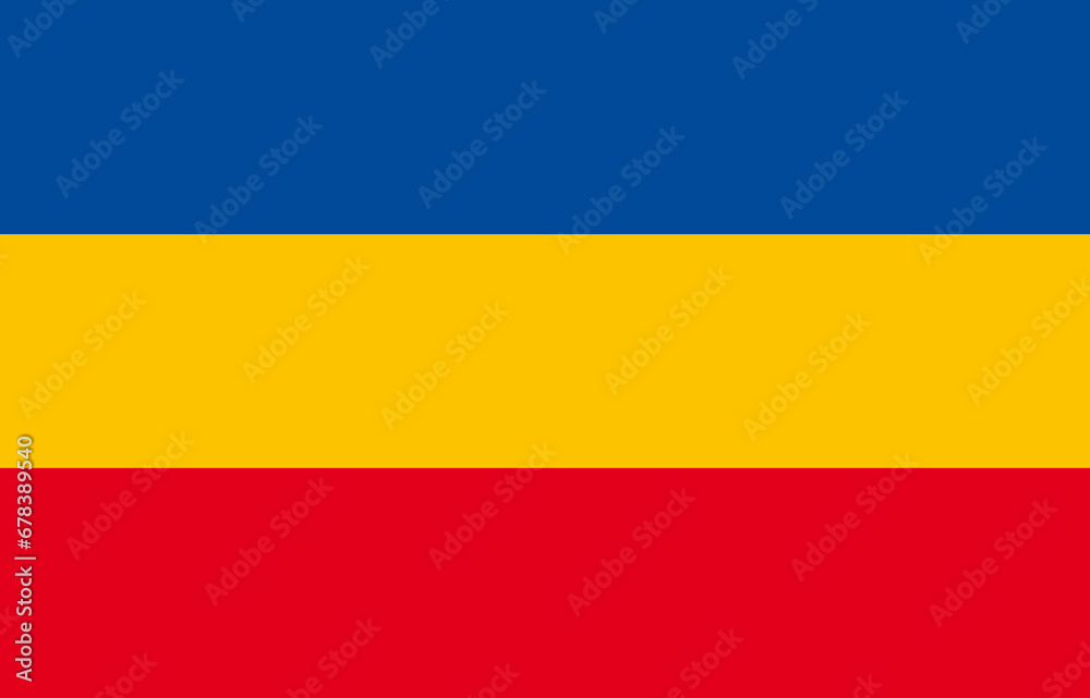 flag of Grand Duchy of Mecklenburg-Strelitz. Historical flag on fabric surface flag of Grand Duchy of Mecklenburg-Strelitz. Historical flag on fabric surface