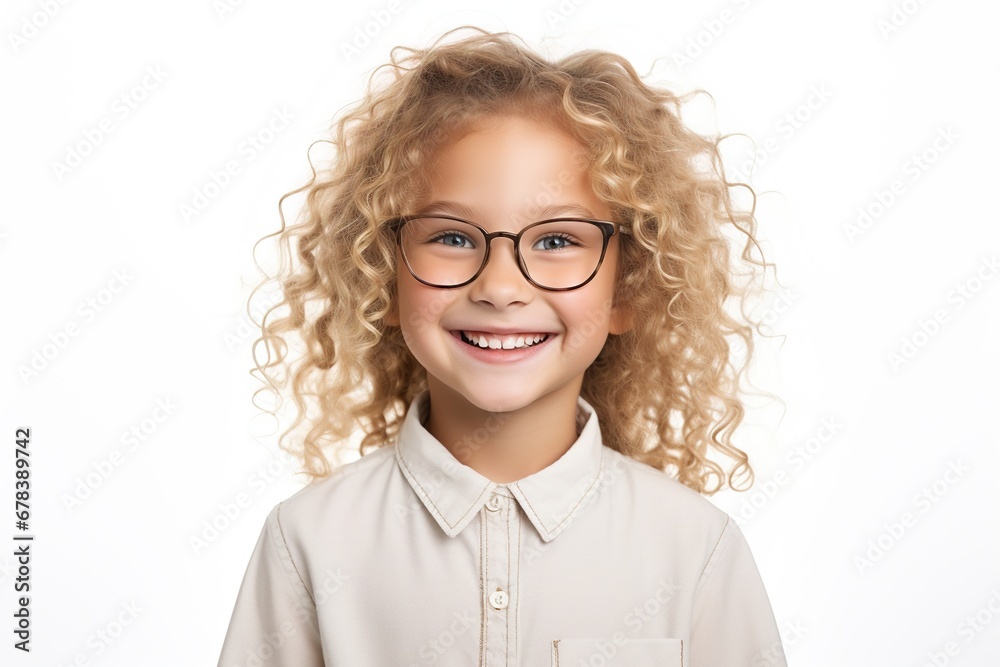 Happy little curly blonde girl.