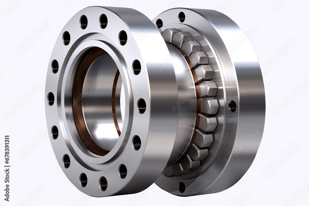 Precision flanged coupling union isolated on white background. Precision flanged coupling union isolated on white background.