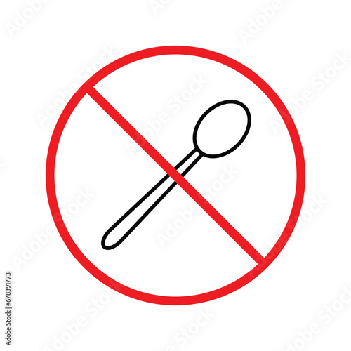 Forbidden spoon vector icon. Prohibited Warning, caution, attention, restriction label danger. No spoon flat sign design. Do not use spoon symbol pictogram. UX UI icon