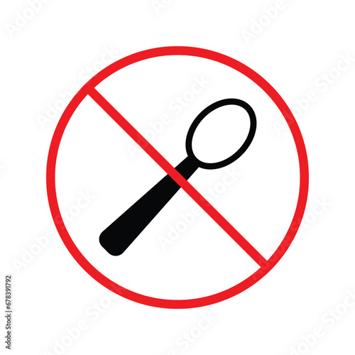 Forbidden spoon vector icon. Prohibited Warning, caution, attention, restriction label danger. No spoon flat sign design. Do not use spoon symbol pictogram. UX UI icon