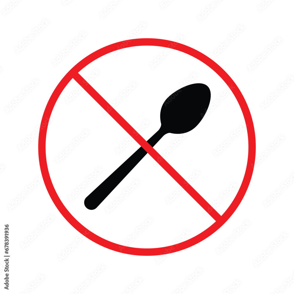 Forbidden spoon vector icon. Prohibited Warning, caution, attention