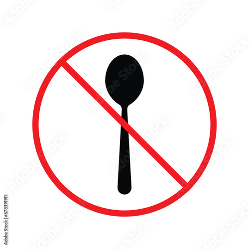 Forbidden spoon vector icon. Prohibited Warning, caution, attention, restriction label danger. No spoon flat sign design. Do not use spoon symbol pictogram. UX UI icon