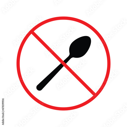 Forbidden spoon vector icon. Prohibited Warning, caution, attention, restriction label danger. No spoon flat sign design. Do not use spoon symbol pictogram. UX UI icon