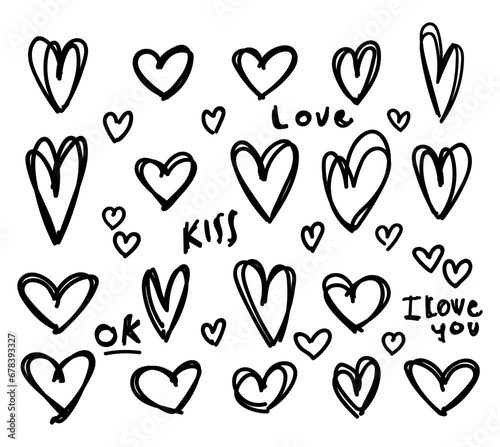 vector isolated hand drawn heart doddles sketch