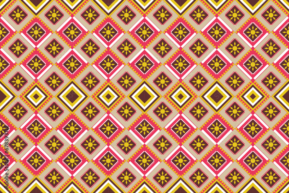 mexico texture art carpet seamless pattern mexico pattern ethnic mexico red white yellow for print fabric Textile 