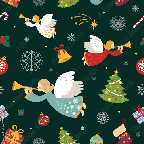 Christmas and New Year pattern vector illustration ornament
