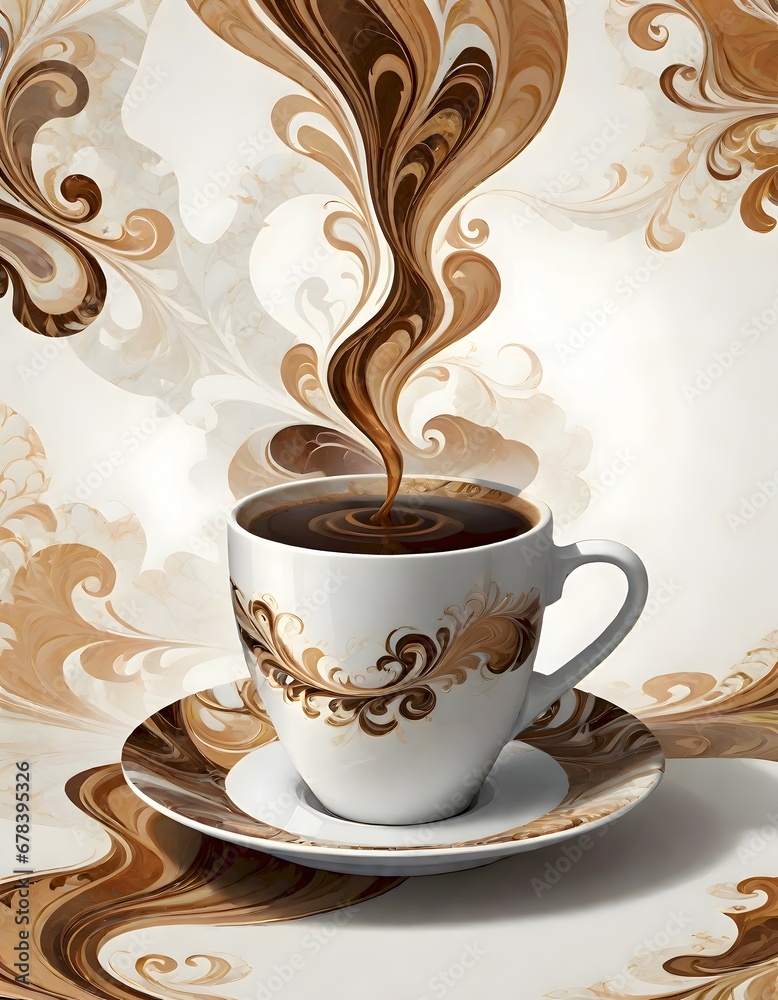 Obraz premium Elegant Marble Coffee Cup, Generative AI