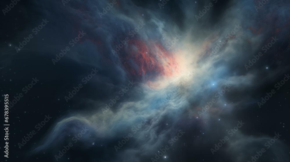 Space background. Nebula. Realistic photo style. Stars in the sky. Galaxy. Wide panorama. Place for text. Template for banner, cover, flyer. Gas clouds and stars. Oil painting, colorful watercolor.
