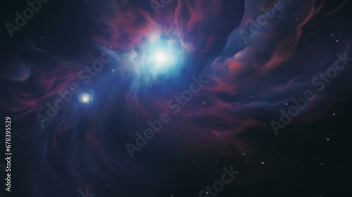 Space background. Nebula. Realistic photo style. Stars in the sky. Galaxy. Wide panorama. Place for text. Template for banner, cover, flyer. Gas clouds and stars. Oil painting, colorful watercolor.