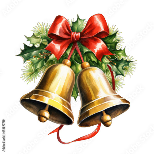 Christmas bells isolated on white or transparent background generative ai 