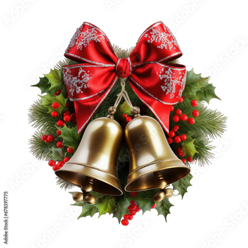 Christmas bells isolated on white or transparent background generative ai 