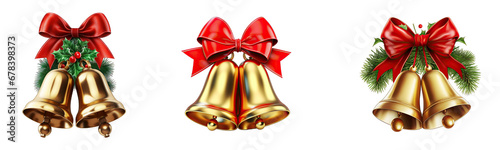 Christmas bells collection isolated on white or transparent background generative ai 