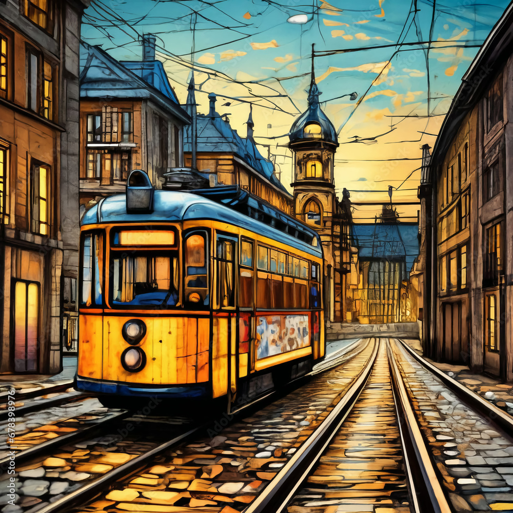 old tram in the city