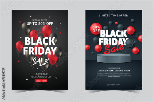 Set of black friday sale flyer template. Use for poster, newsletter, shopping, promotion, advertising.
