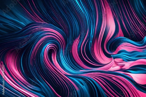 Abstract blue and pink swirl wave background. Flow liquid lines design elemen