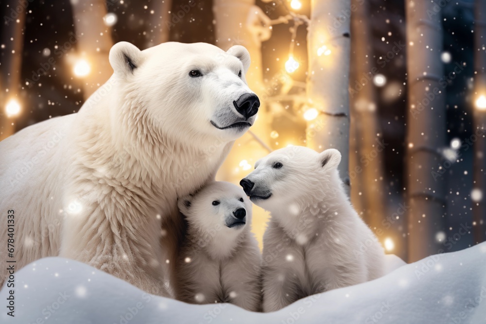 A cozy polar bear family A cozy polar bear family