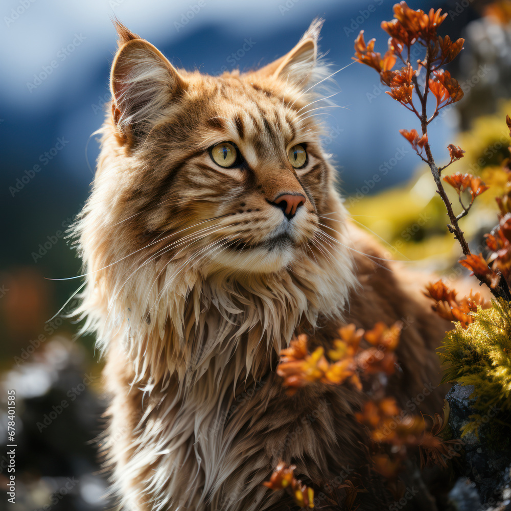 Fototapeta premium A bold mountain lion surveying its domain