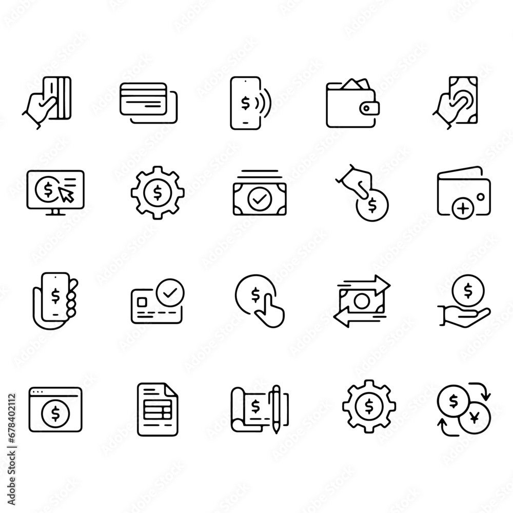 Payments line icons vector design