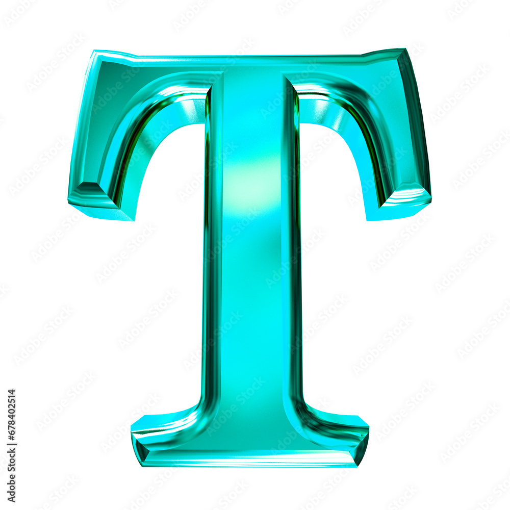 Turquoise symbol with bevel. letter t Turquoise symbol with bevel. letter t