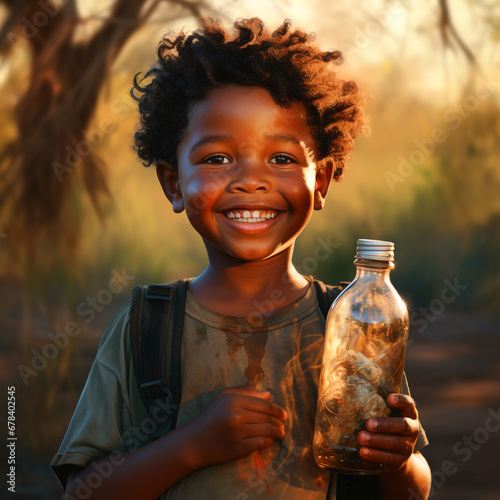 African kid happy with water botle © Liliana