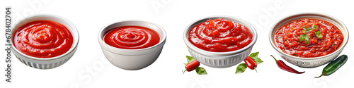 Bowl of chilli sauce  Hyperrealistic Highly Detailed Isolated On Transparent Background Png File
