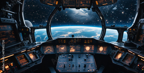 A view from a spaceship cockpit. photo