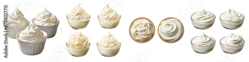 bowls of sour cream  Hyperrealistic Highly Detailed Isolated On Transparent Background Png File