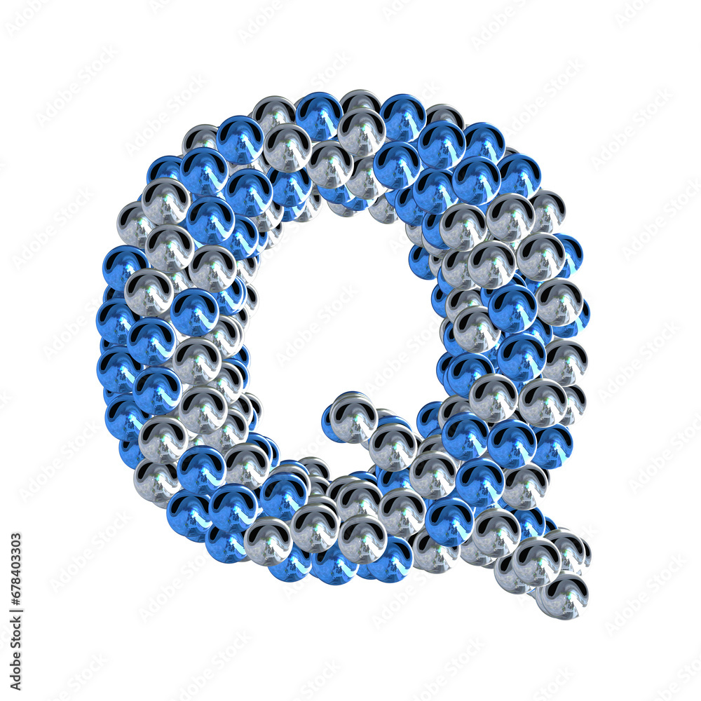 Fototapeta premium Symbol of blue and silver spheres. letter q