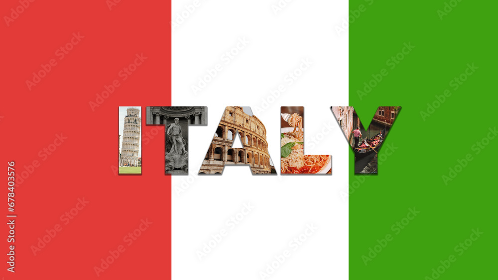 Capturing Italian Essence: A Visual Journey through Colosseum, Gondoliers, and Culinary Delights, Bringing the Beauty of Italy to Life - obrazy, fototapety, plakaty 