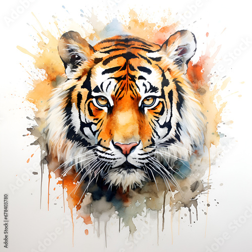 pintura en acuarela de un tigre