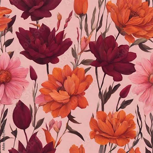 Flowers pink  orange