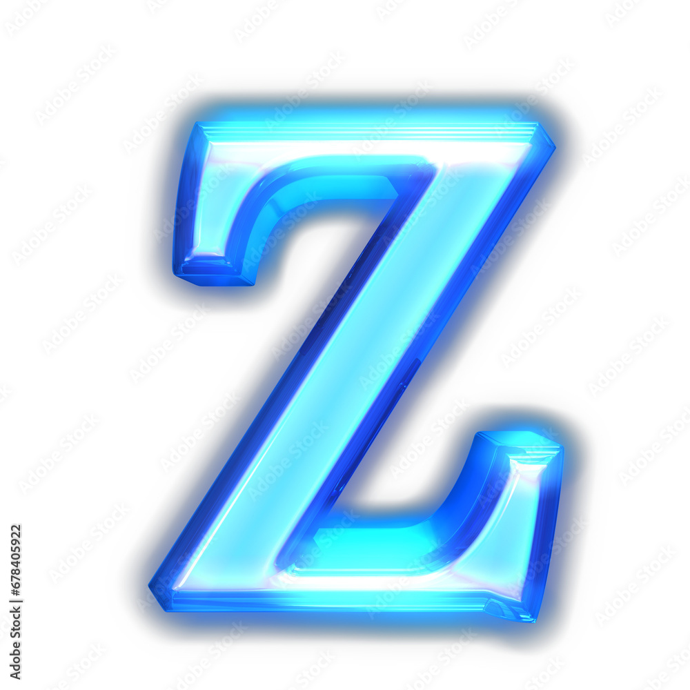 Blue symbol glowing around the edges. letter z Blue symbol glowing around the edges. letter z