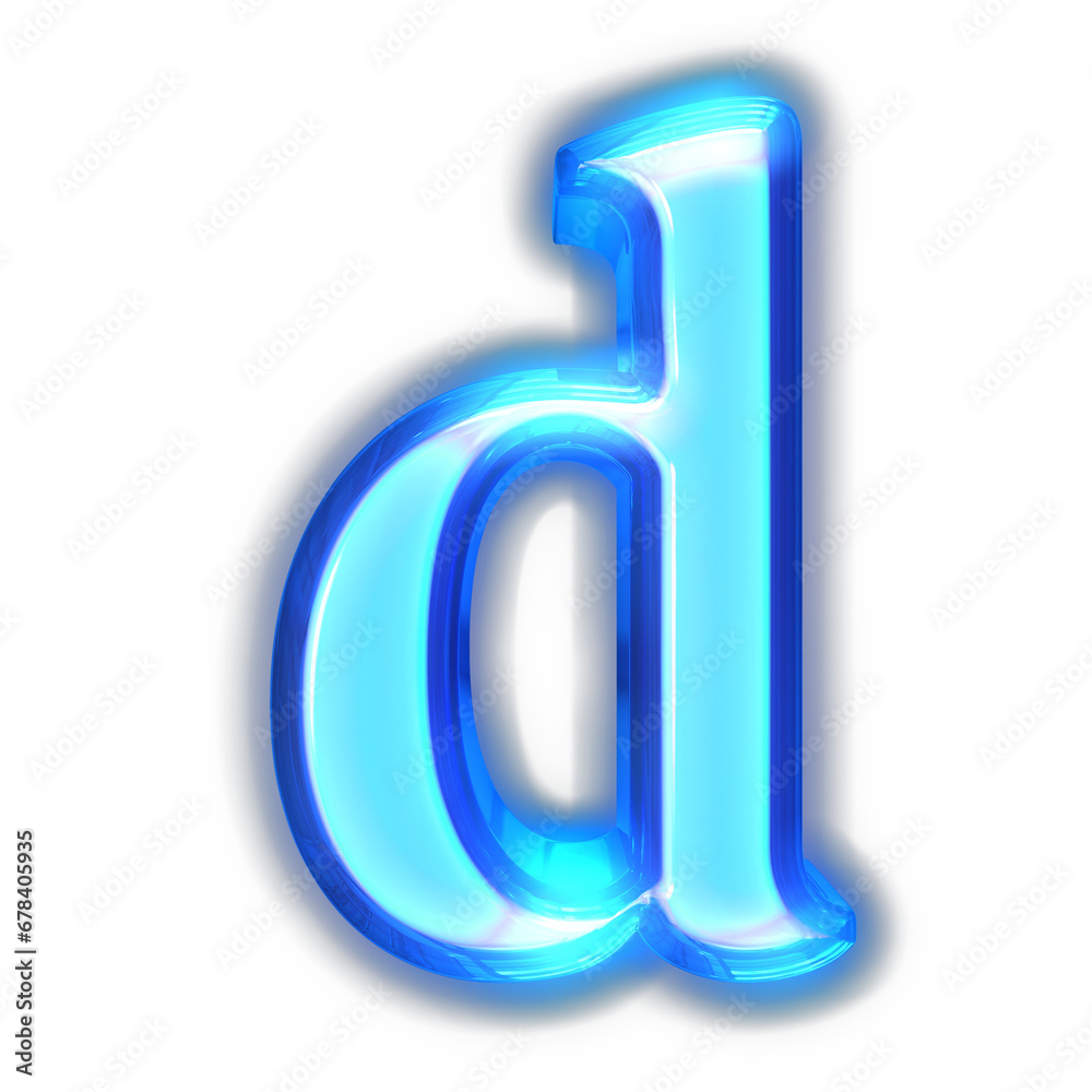 Blue symbol glowing around the edges. letter d Blue symbol glowing around the edges. letter d