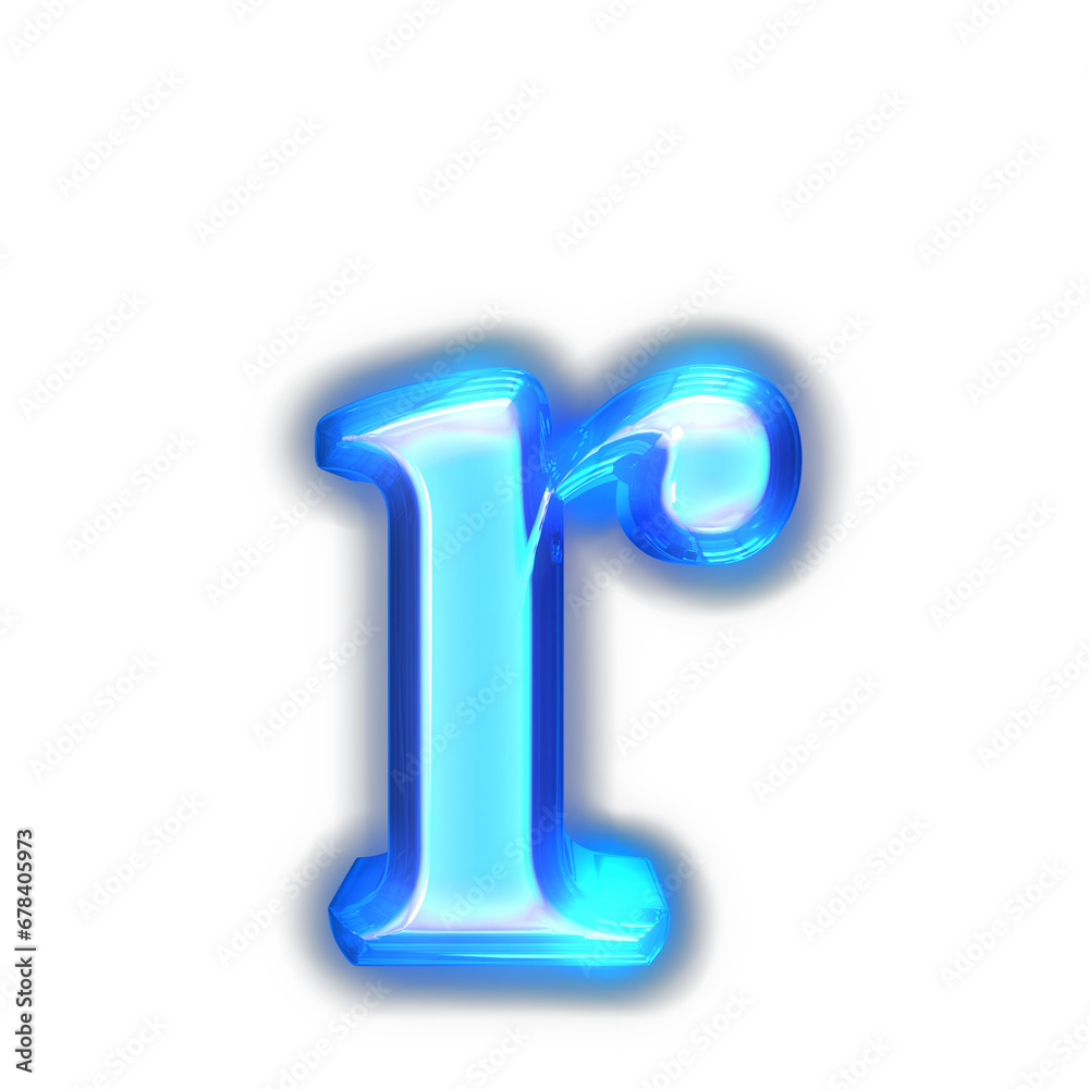 Blue symbol glowing around the edges. letter r Blue symbol glowing around the edges. letter r