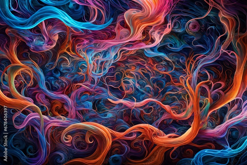 nigmatic swirls of iridescent oil paint forming an abstract wonderland