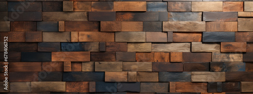 Wooden Wall in the Style of Bricks: Earthy Colors and Depth