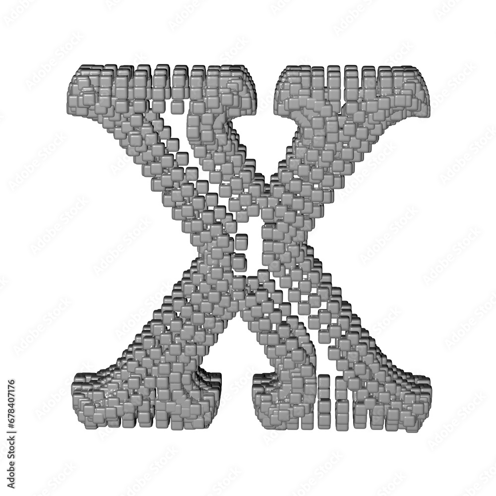 Symbol made of gray cubes. letter x Symbol made of gray cubes. letter x