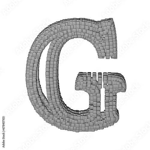 Symbol made of gray cubes. letter g