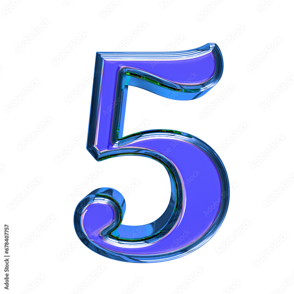 Blue symbol in a blue frame. number 5 Blue symbol in a blue frame. number 5
