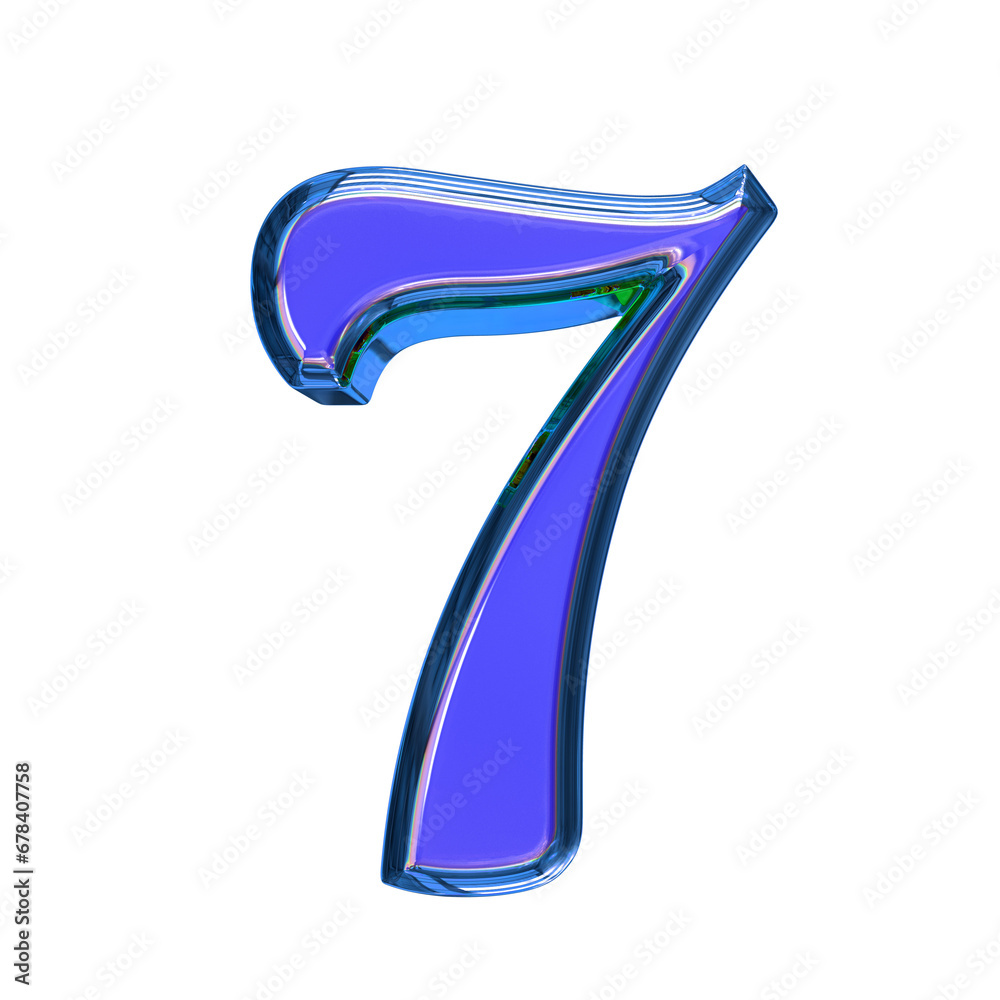 Blue symbol in a blue frame. number 7