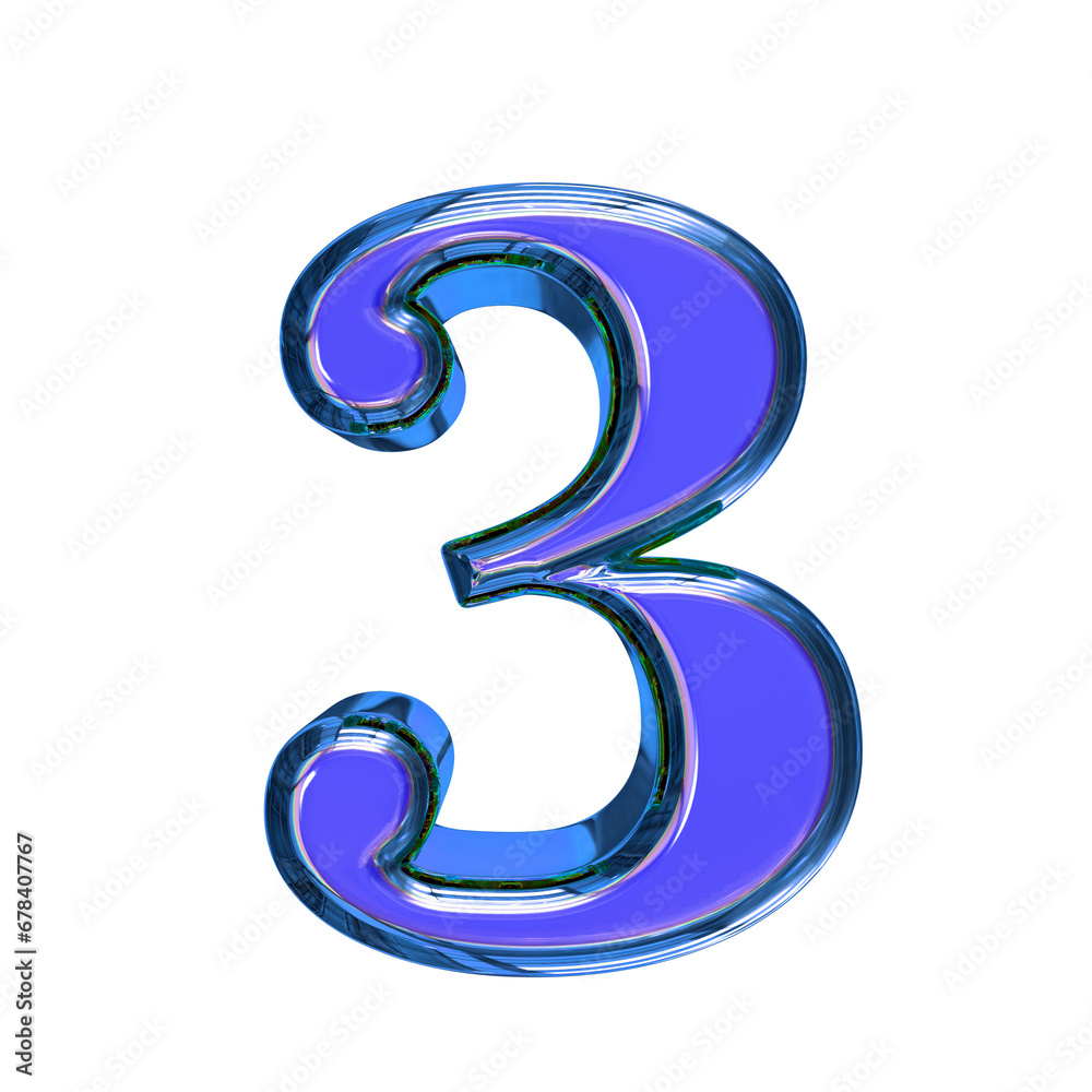Blue symbol in a blue frame. number 3 Blue symbol in a blue frame. number 3