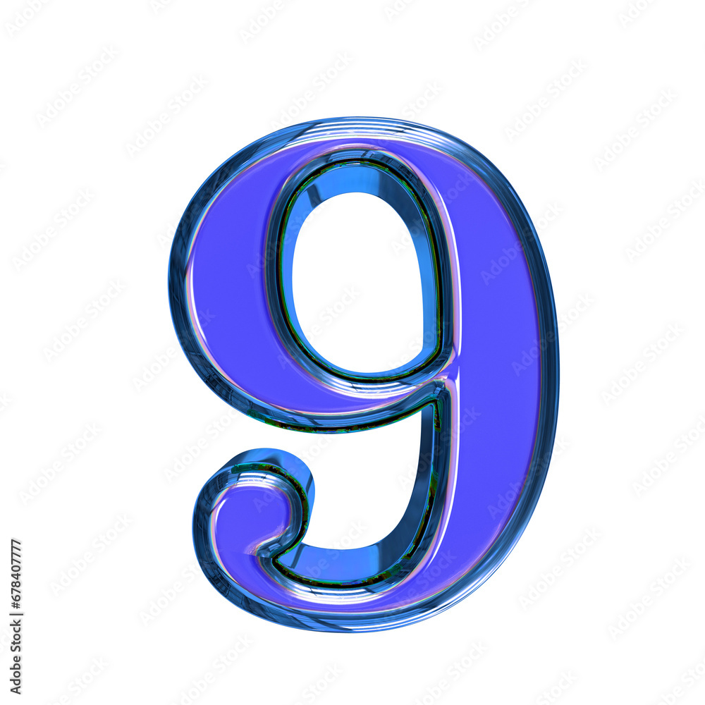 Blue symbol in a blue frame. number 9 Blue symbol in a blue frame. number 9
