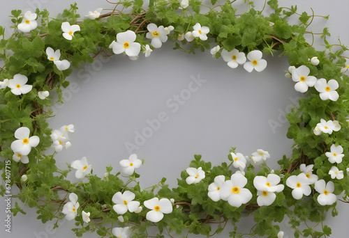 Floral frame, wreath of flowers, Bacopa Snow Star Sutera diffusus , just in the edges of the picture photo