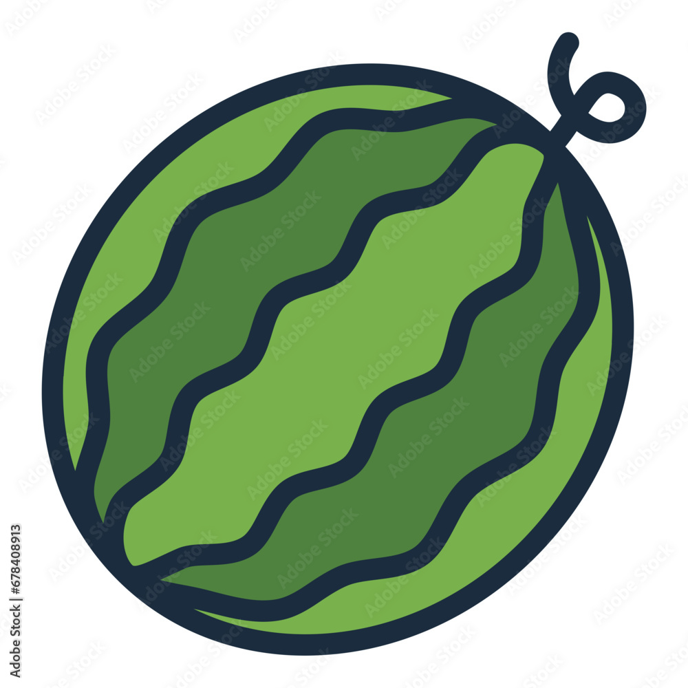 Fototapeta premium Watermelon colorful filled line icon