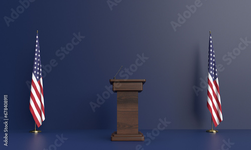 president us usa united state america politic government speech flag blue background speaker election national conference candidate freedom public event microphone independence leader vote concept 