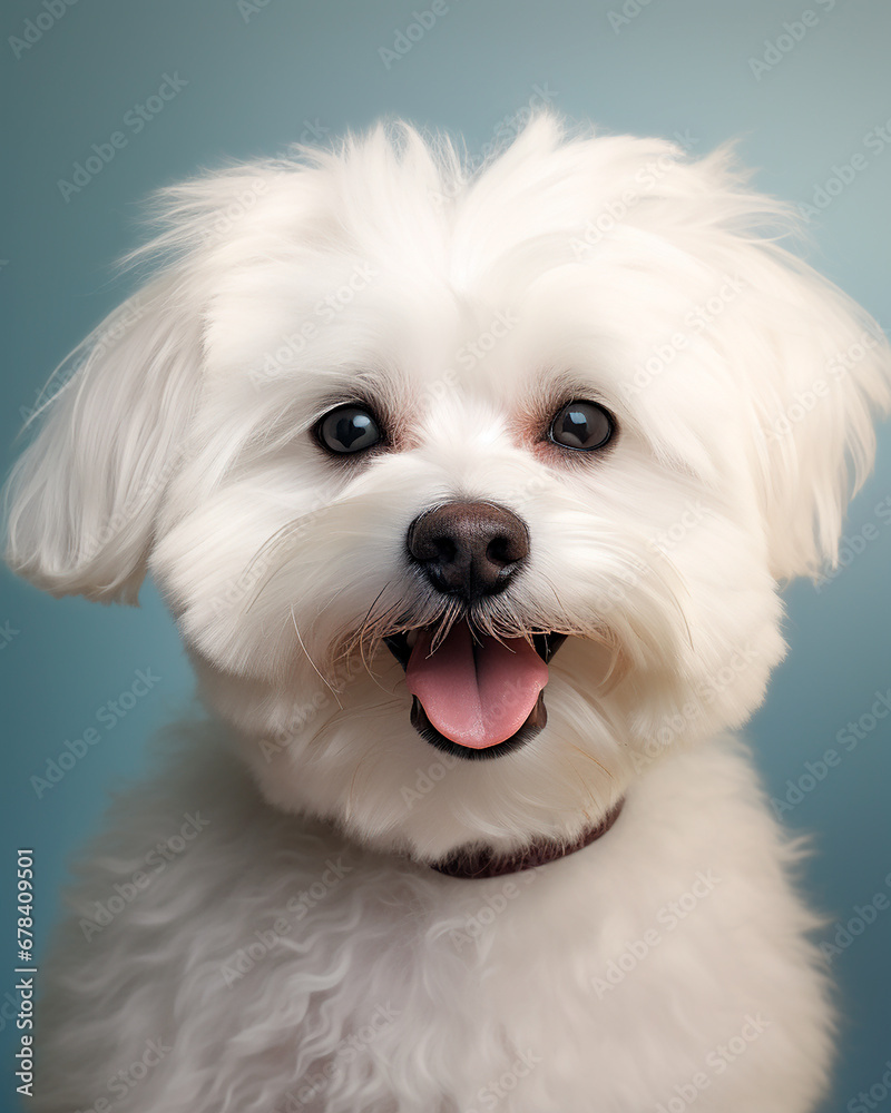 Perro maltés blanco feliz primer plano Perro maltés blanco feliz primer plano